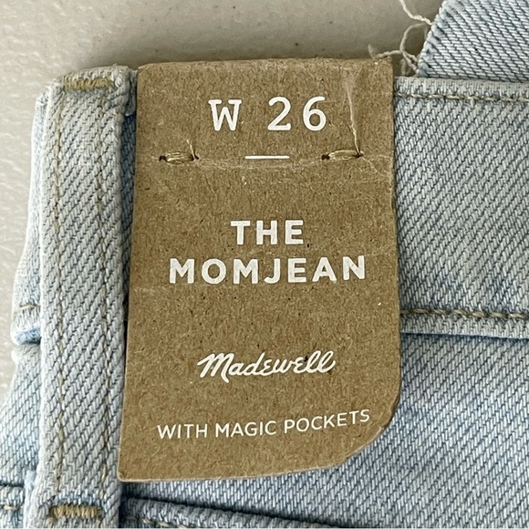 MADEWELL NWT THE MOM JEAN HIGH WAIST RIPPED RAW HEM JEANS HARMAN 26 28 - Picture 4 of 12
